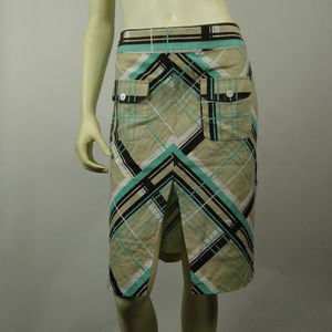 🔥MG Original Skirt Linen Blend Plaid Sz L